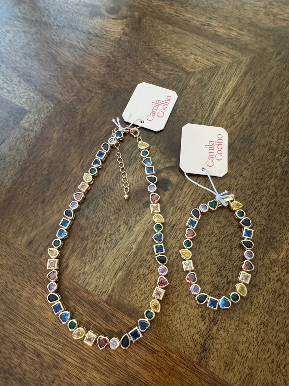 Camila Coelho Multicolor Crystal Necklace and Bracelet Set